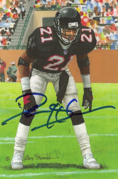 Deion Sanders Autographed/Signed Atlanta Falcons Goal Line Art Card Blue 13104