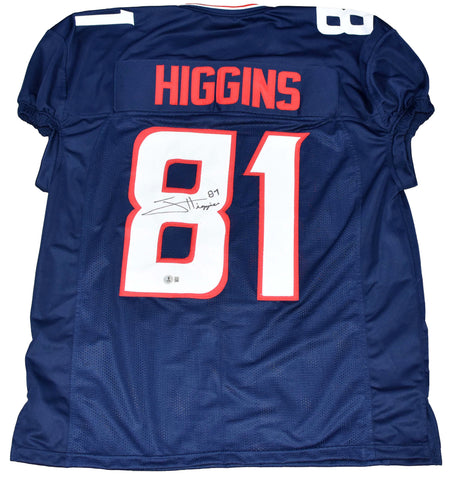 JAYDEN HIGGINS AUTOGRAPHED HOUSTON TEXANS #81 NAVY GAME CUT JERSEY BECKETT