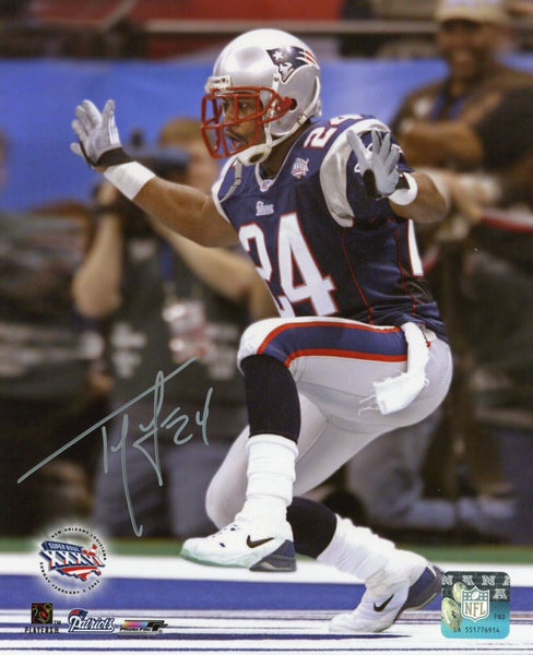 Ty Law New England Patriots Signed 8x10 Photo SB 36 Endzone Pats Alumni COA
