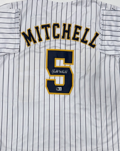 Brewers GARRETT MITCHELL Signed Custom Replica Pinstripe Jersey AUTO - BAS