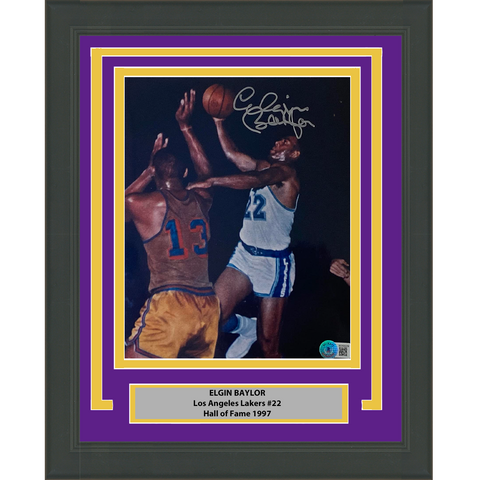 Framed Autographed/Signed Elgin Baylor LA Lakers 8x10 Photo Beckett BAS COA