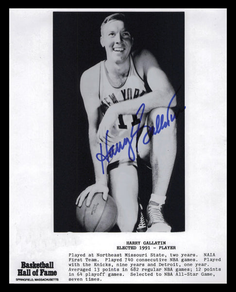 Harry Gallatin Autographed Signed 8x10 Photo New York Knicks SKU #244934