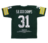Favre/Rison/Levens/Brown/Freeman Multi-Signed Green Bay Custom Green SB Jersey