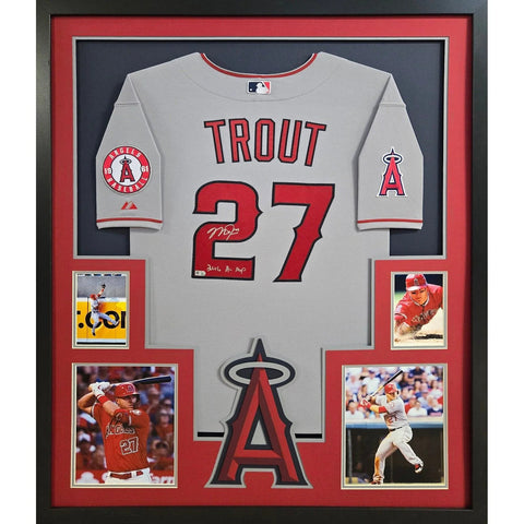 Mike Trout Autographed Signed Framed Grey Los Angeles Angels Jersey MLB COA