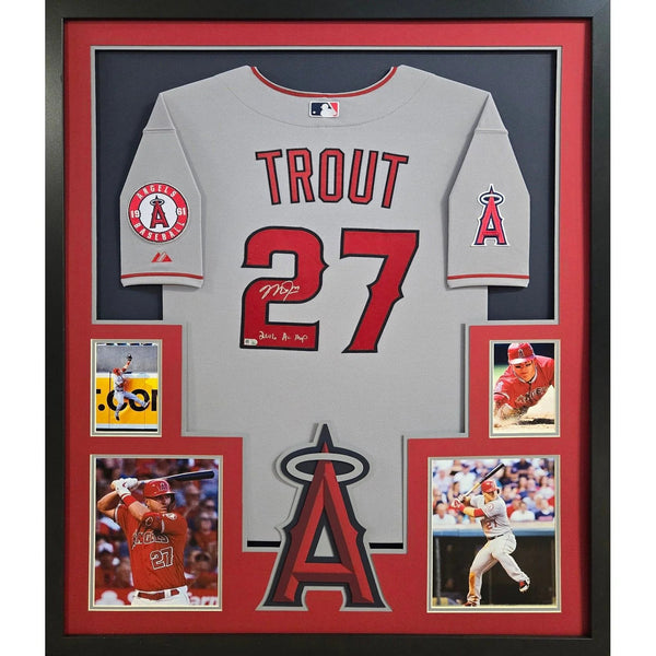 Mike Trout Autographed Signed Framed Grey Los Angeles Angels Jersey MLB COA