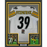 FRAMED Autographed/Signed MINKAH FITZPATRICK 33x42 Pitt White Jersey JSA COA