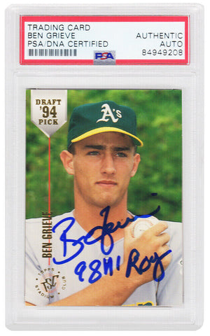 Ben Grieve Signed 1994 Stadium Club Rookie Card #84 w/98 AL ROY - (PSA Slabbed)