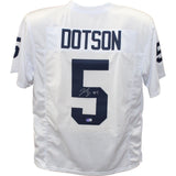 Jahan Dotson Autographed/Signed College Style White Jersey Beckett 43332