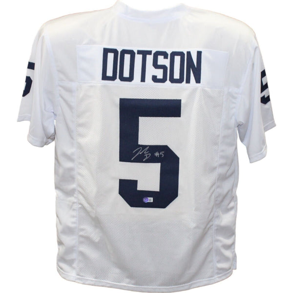 Jahan Dotson Autographed/Signed College Style White Jersey Beckett 43332