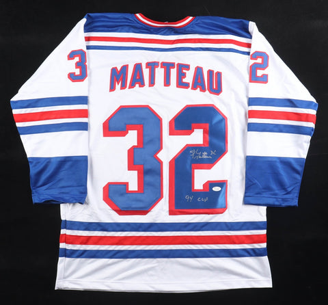 Stephane Matteau Signed New York Rangers Jersey Inscribed "94 Cup" (JSA COA)