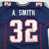 Autographed/Signed Antowain Smith 2x SB Champ New England Blue Jersey JSA COA