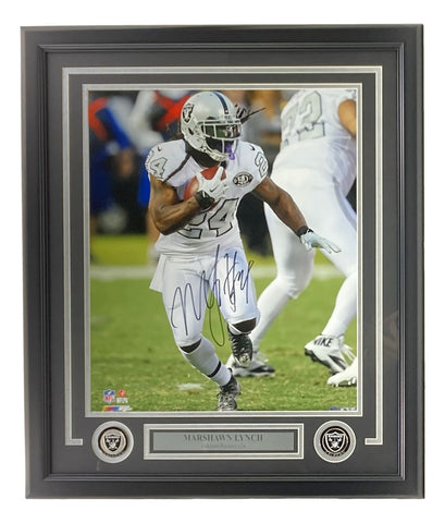 Marshawn Lynch Signed Framed 16x20 Oakland Raiders Photo Lynch COA
