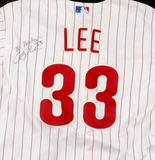 Cliff Lee Signed Phillies Majestic Authentic Jersey Inscribed "To Hector-" (JSA)