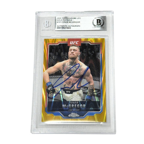 Conor McGregor Signed 2025 Topps Chrome UFC Gold Raywave /50 - BGS Authentic