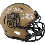 Travis Kelce Jason Kelce Autographed NFL Mini Helmet 23 Salute BAS/PSA 49065