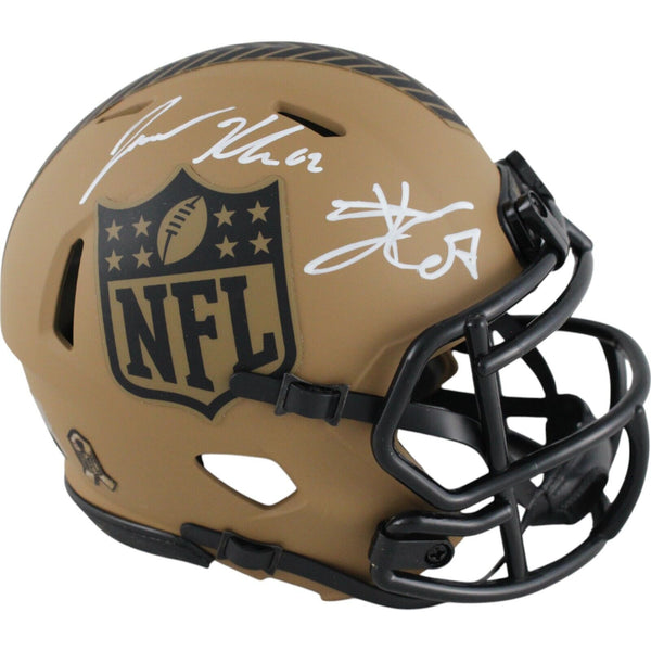 Travis Kelce Jason Kelce Autographed NFL Mini Helmet 23 Salute BAS/PSA 49065