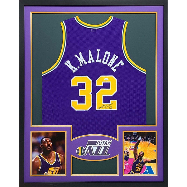 Karl Malone Autographed Signed Framed Utah Jazz Jersey JSA