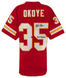 Christian Okoye Signed Red Custom Football Jersey w/Nigerian Nightmare -(SS COA)