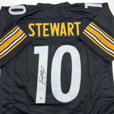 Autographed/Signed Kordell Stewart Pittsburgh Black Jersey Beckett BAS COA