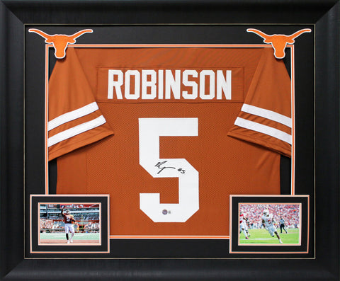 Texas Bijan Robinson Authentic Signed Burnt Orange Pro Style Framed Jersey BAS