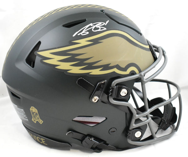 A.J. Brown Autographed Eagles F/S Salute 2025 SpeedFlex Helmet - Beckett W Holo