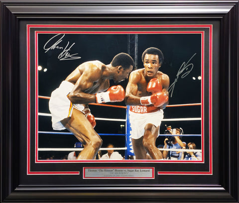 SUGAR RAY LEONARD & HITMAN HEARNS AUTOGRAPHED FRAMED 16X20 PHOTO BECKETT 223767