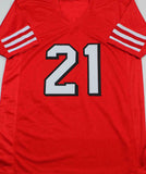 Deion Sanders Autographed Red Pro Style Jersey - Beckett W Auth *1 *Black