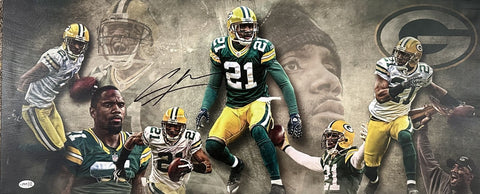 GB Packers CHARLES WOODSON Signed 13x31 Stretched Canvas Collage AUTO - JSA