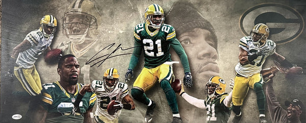 GB Packers CHARLES WOODSON Signed 13x31 Stretched Canvas Collage AUTO - JSA