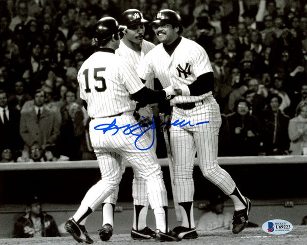 Reggie Jackson Signed New York Yankees B&W 8x10 Photo BAS