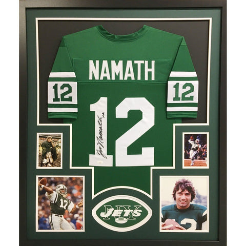 Joe Namath Autographed Signed Framed New York Jets Jersey JSA