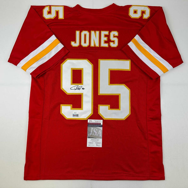Autographed/Signed Chris Jones Kansas City Red Football Jersey JSA COA