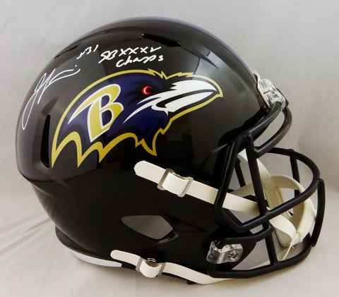 Jamal Lewis Signed Baltimore Ravens F/S Speed Helmet w/ SB Champs- Beckett Auth