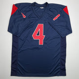 Autographed/Signed Deshaun Watson Houston Blue Color Rush Jersey BAS COA
