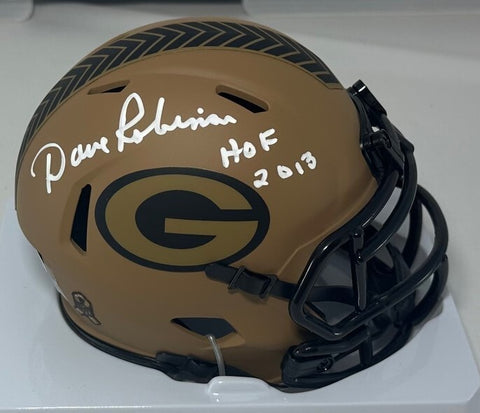 Packers DAVE ROBINSON Signed Riddell 23 SALUTE Speed Mini Helmet AUTO w/ HOF BAS