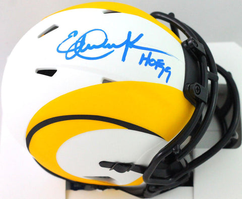 Eric Dickerson Signed LA Rams Lunar Speed Mini Helmet w/ HOF- Beckett W*Blue