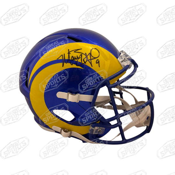 MATTHEW STAFFORD SIGNED LA RAMS F/S SPEED REPLICA HELMET BECKETT QR