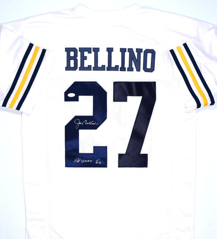 Joe Bellino Autographed White College Style Jersey W/Heisman- JSA W *Silver