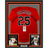 Framed Signed Rafael Palmeiro 35x39 Baltimore Orange Jersey JSA COA