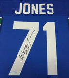 SEAHAWKS WALTER JONES AUTOGRAPHED SIGNED FRAMED BLUE JERSEY MCS HOLO 90485
