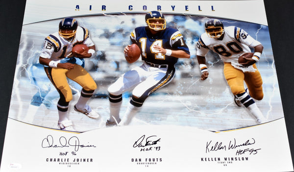 DAN FOUTS KELLEN WINSLOW CHARLIE JOINER SIGNED CHARGERS AIR CORYELL 16x20 PHOTO