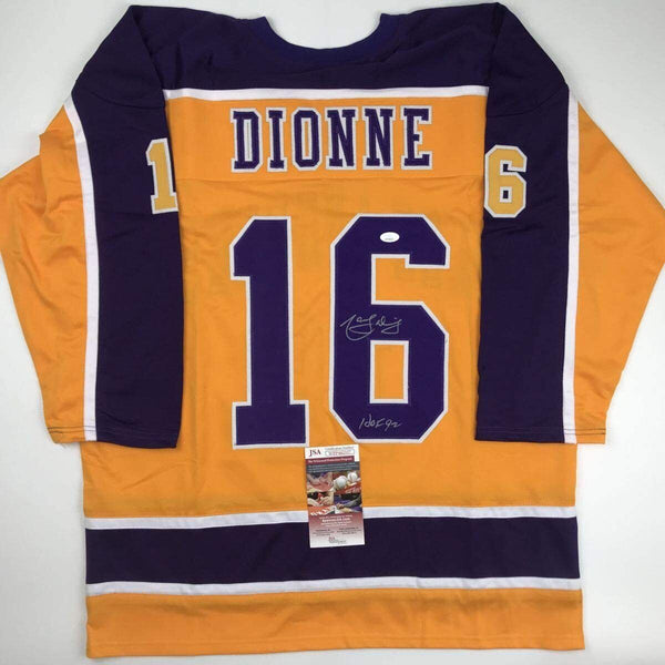 Autographed/Signed Marcel Dionne HOF 92 Los Angeles LA Yellow Jersey JSA COA