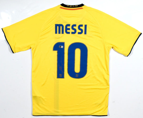Lionel Messi Autographed Barcelona Yellow Soccer Jersey #10 - Beckett *L