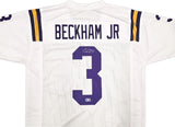 LSU TIGERS ODELL BECKHAM JR. AUTOGRAPHED WHITE JERSEY BECKETT BAS WITNESS 242682