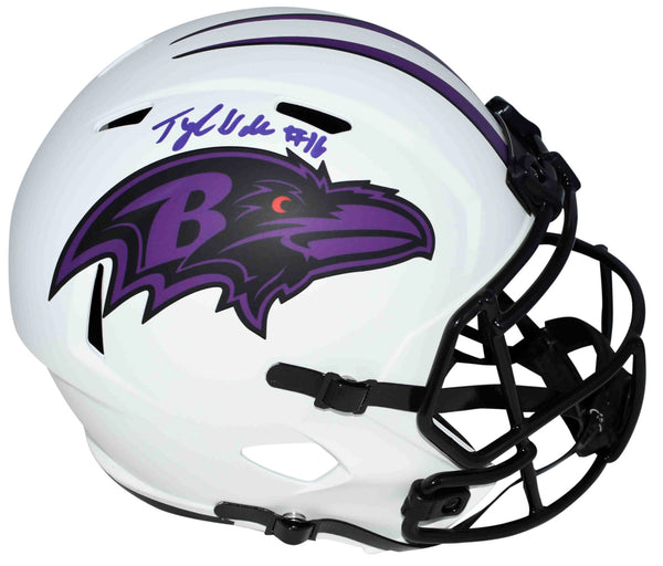 TYLAN WALLACE AUTOGRAPHED BALTIMORE RAVENS FULL SIZE LUNAR HELMET BECKETT