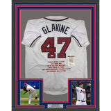 Framed Signed Tom Glavine 35x39 Atlanta White Stat Jersey JSA COA