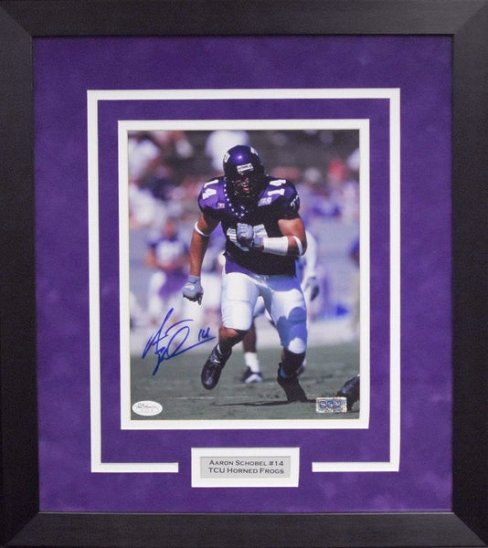 AARON SCHOBEL AUTOGRAPHED TCU HORNED FROGS 8x10 FRAMED PHOTO COA
