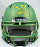 Tez Johnson Autographed Oregon Green Speed Mini Helmet-Beckett W Hologram*Yellow