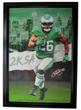 Saquon Barkley Eagles Autographed 24x36 Canvas Photo Framed PSA/DNA 203371