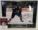 Joe Sakic Autographed Colorado Avalanche 8x10 Burgundy Jersey Photo with Plaque